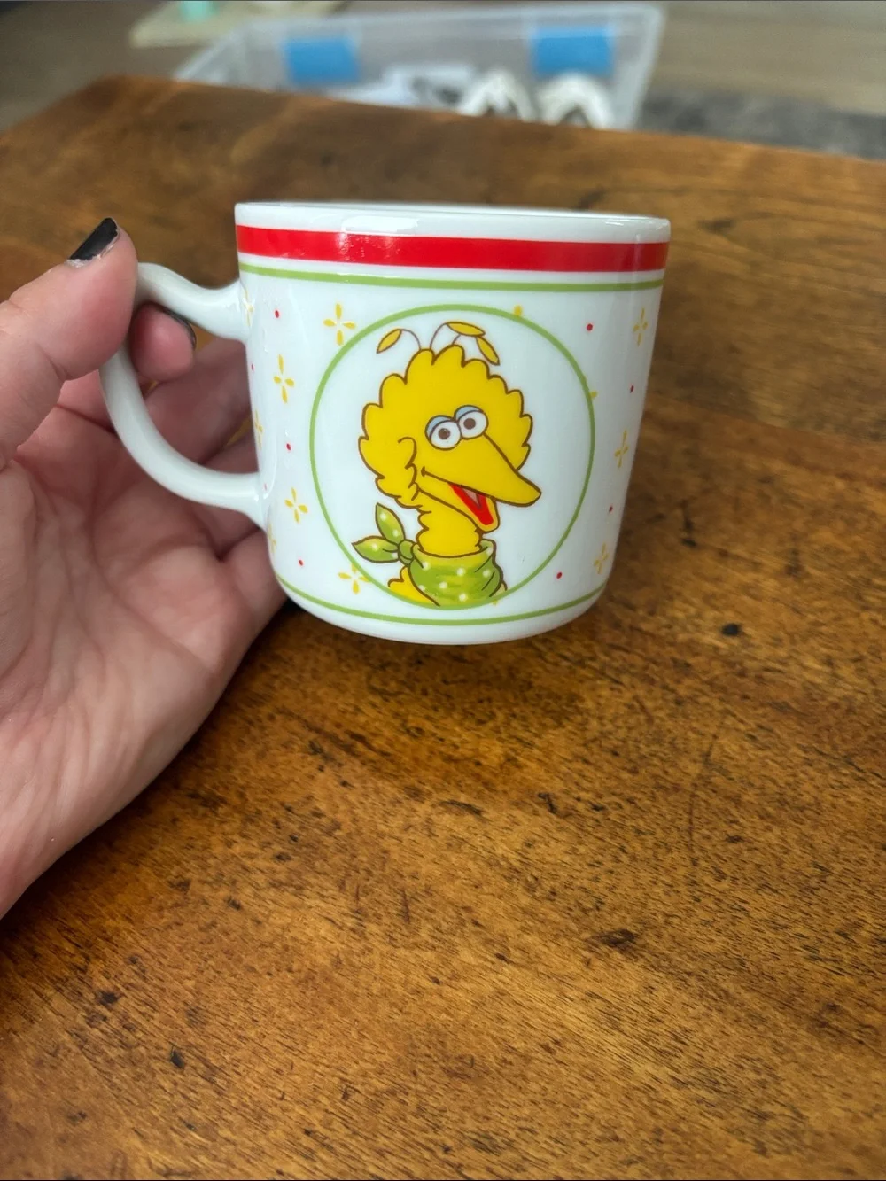 Vintage Sesame Street Porcelain Mug Kids Cartoon Big Bird Cookie Monster